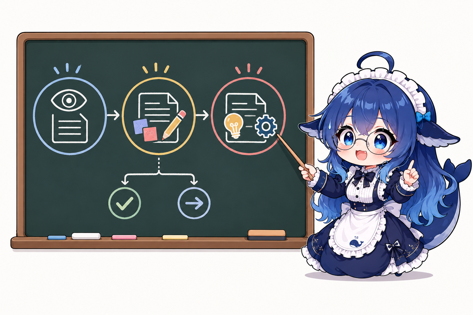 鲸鱼娘老师用黑板总结三遍阅读法